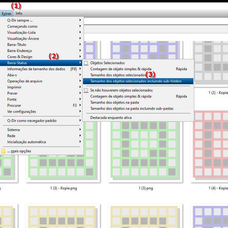Como a barra de status do File Explorer mostra o tamanho dos objetos selecionados, incluindo subpastas